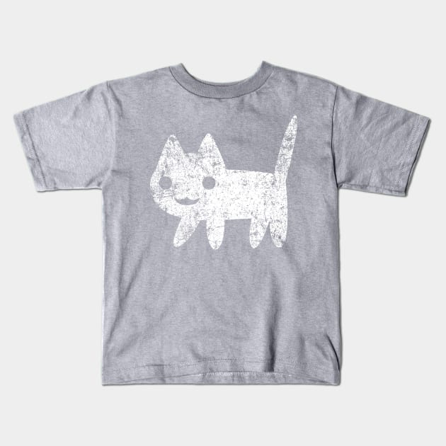 Cute Happy Cat - Distressed Kids T-Shirt by PsychicCat